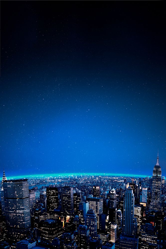 Metropolitan city at night, skyline & architecture