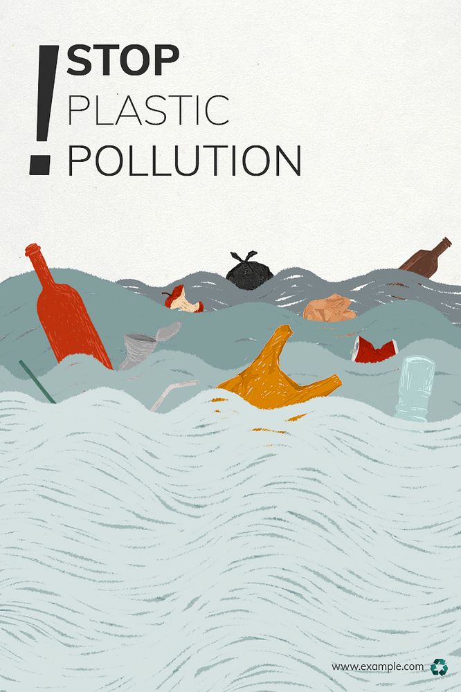 Stop plastic pollution campaign template illustration