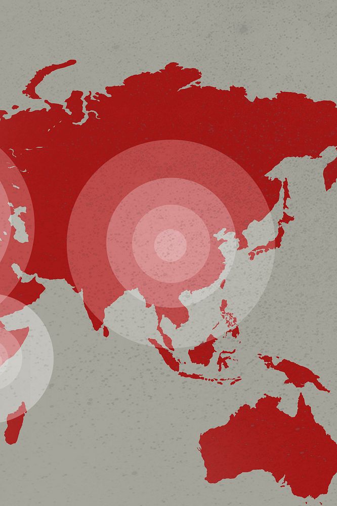 Epicenters of coronavirus pandemic on the world map background