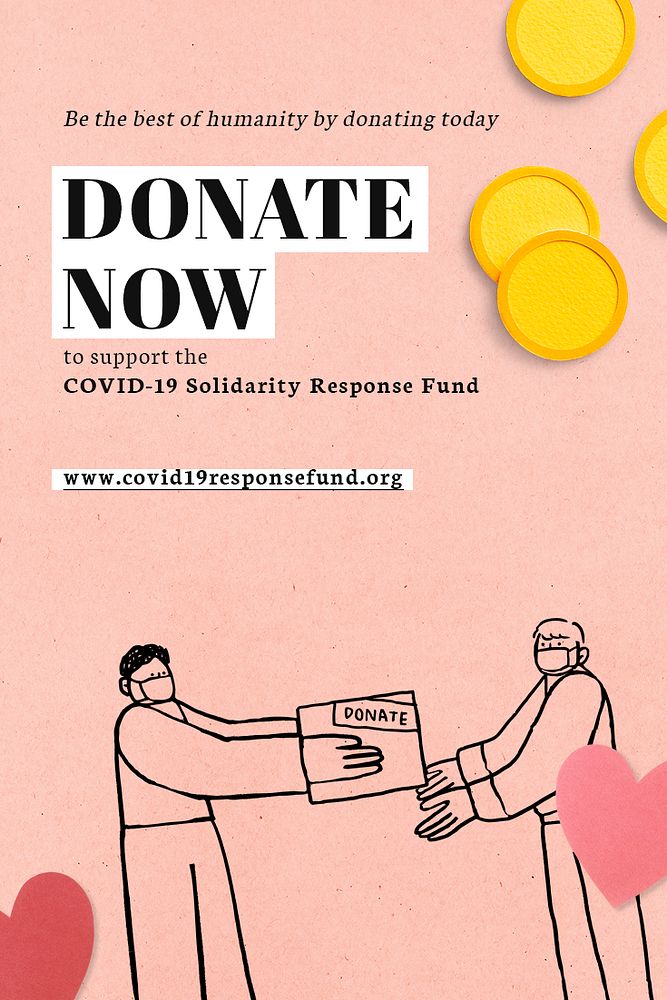 Donate now to support the COVID-19 Solidarity Respones Fund paper craft social template source WHO