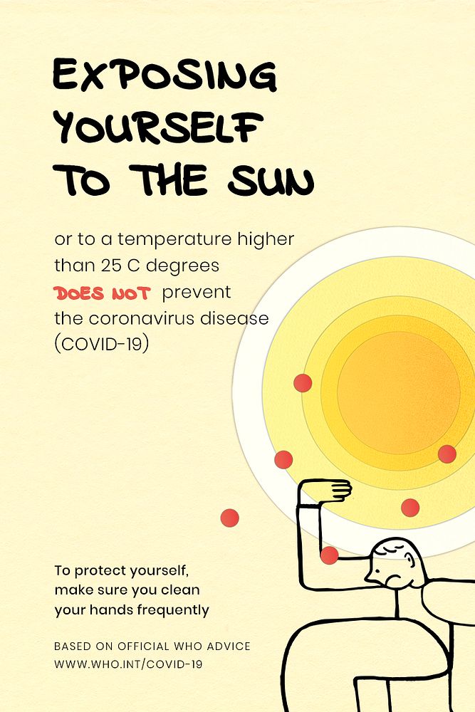 Exposing yourself to the sun does not prevent coronavirus disease template source WHO