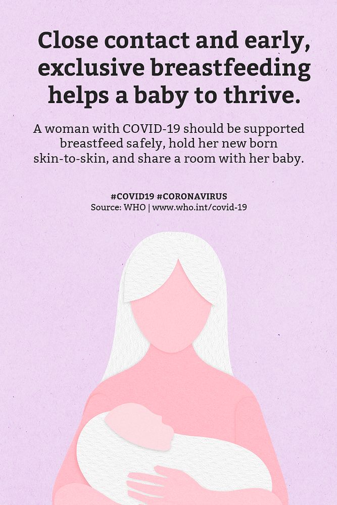 Mother with COVID-19 and breastfeeding advice social template