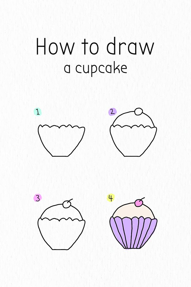 How to draw a cupcake doodle tutorial vector