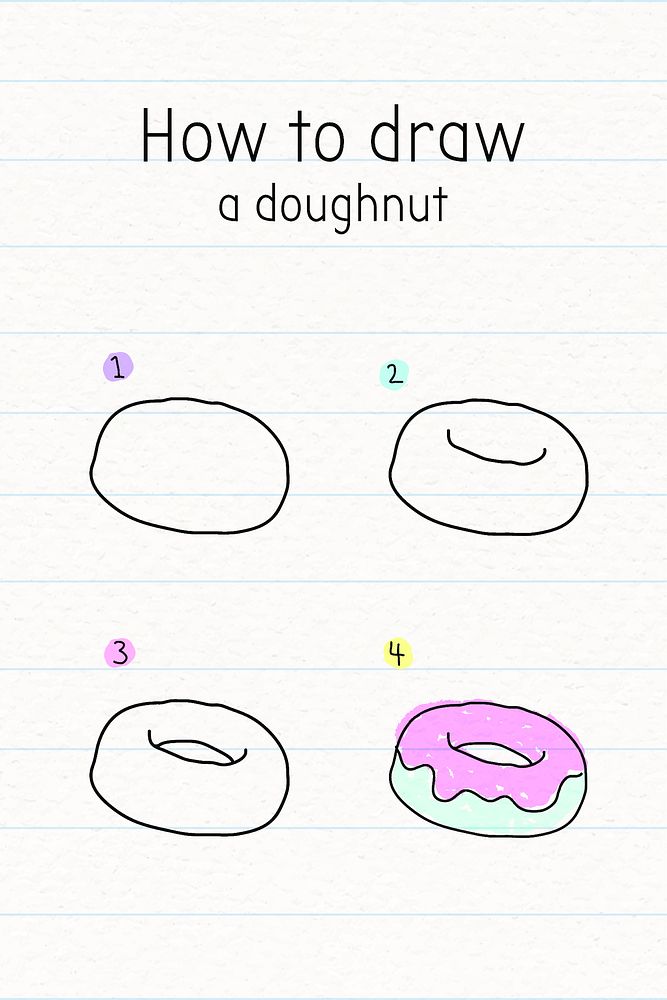 How to draw a doughnut doodle tutorial vector