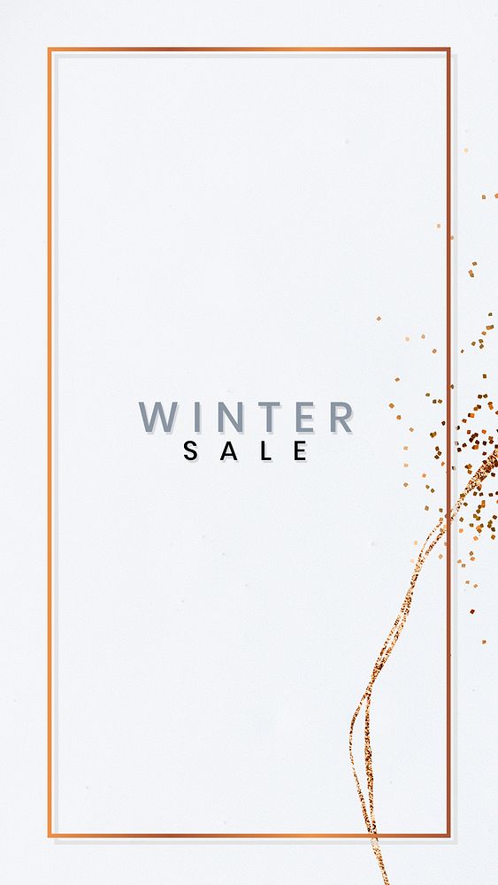 Winter sale psd golden metallic framed banner template