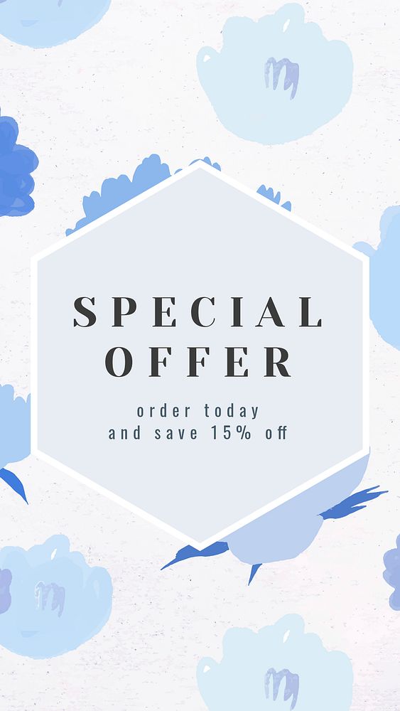 Special offer text promotion floral frame psd