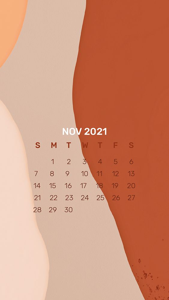 Calendar 2021 November template phone wallpaper psd abstract background