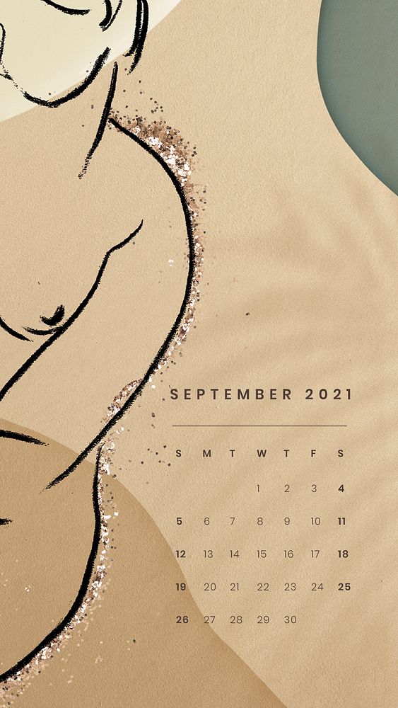 September 2021 mobile wallpaper psd template abstract feminine background