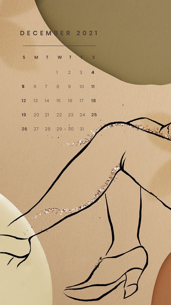 December 2021 mobile wallpaper psd template abstract feminine background