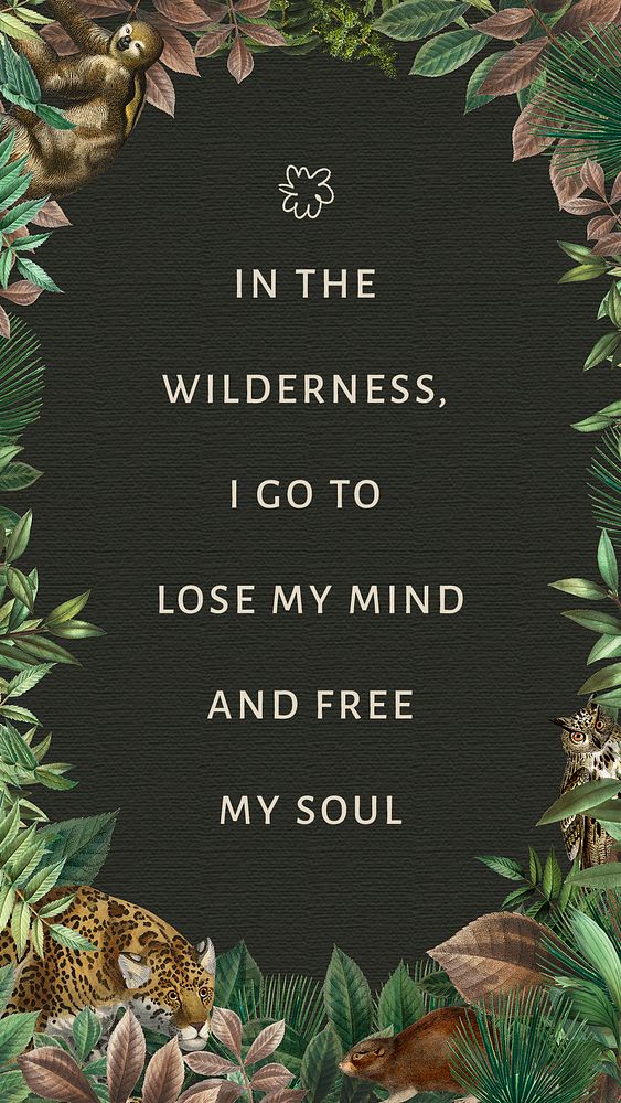 Jungle quote editable template psd wildlife illustration for social media post