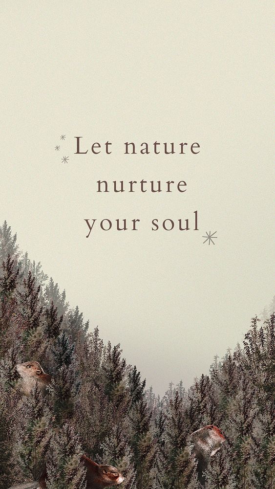 Jungle quote editable template psd wildlife illustration let nature nurture your soul