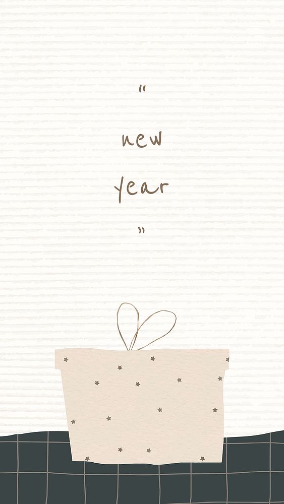 Cute new year editable template psd gift box social media story background