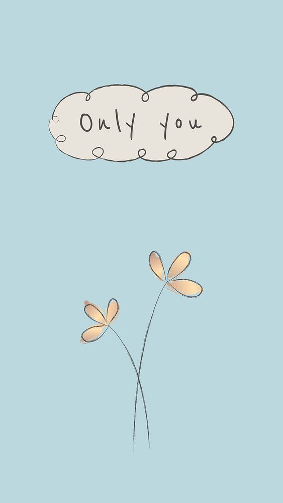 Motivational quote editable template psd with doodle plant only you