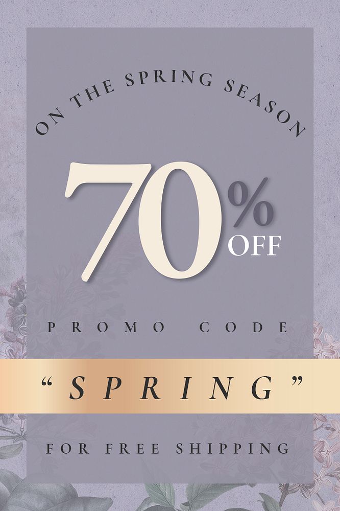 Spring sale template psd for 70% off promo code