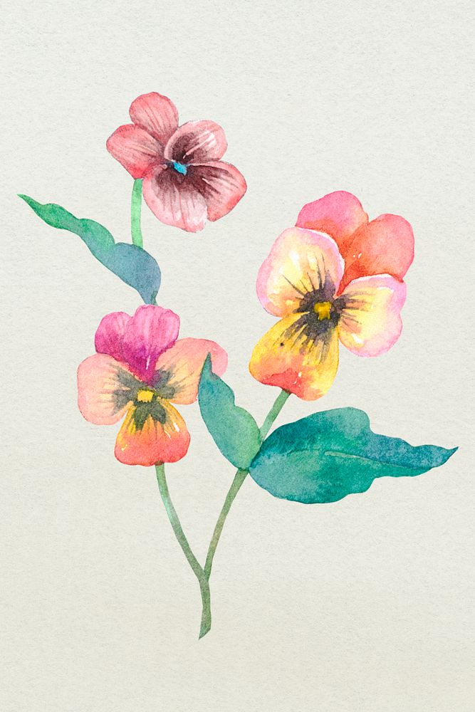 Easter spring flowers psd design element watercolor illustration
