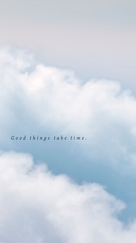 Blue sky and clouds psd social media story template with inspiring quote