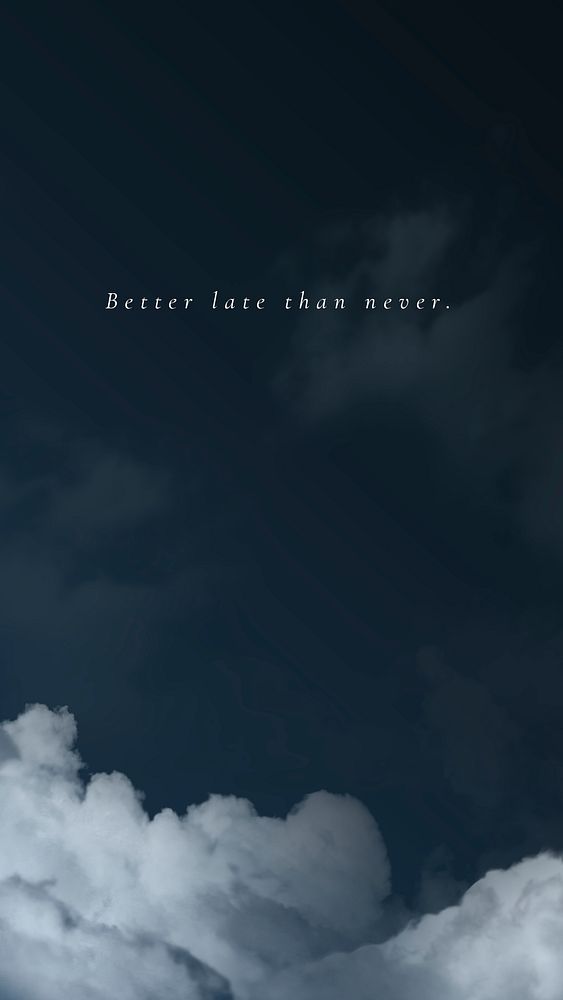 Dark sky and clouds psd mobile wallpaper template with inspiring quote
