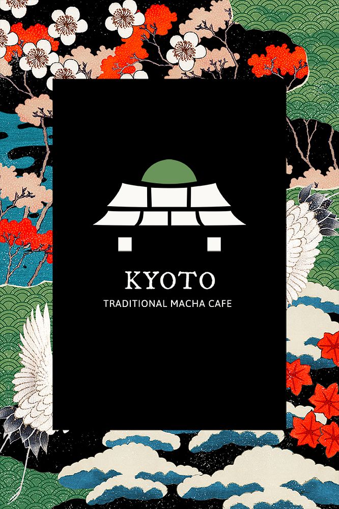 Japanese crane pattern template psd for branding logo, remixed from public domain artworks