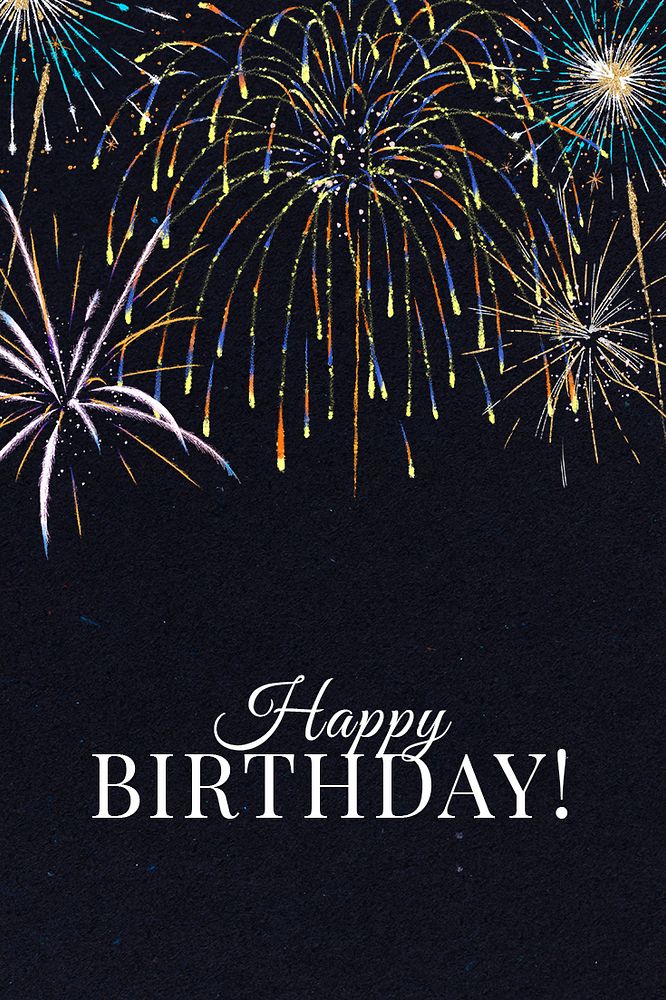 Shiny fireworks template psd with editable text, happy birthday