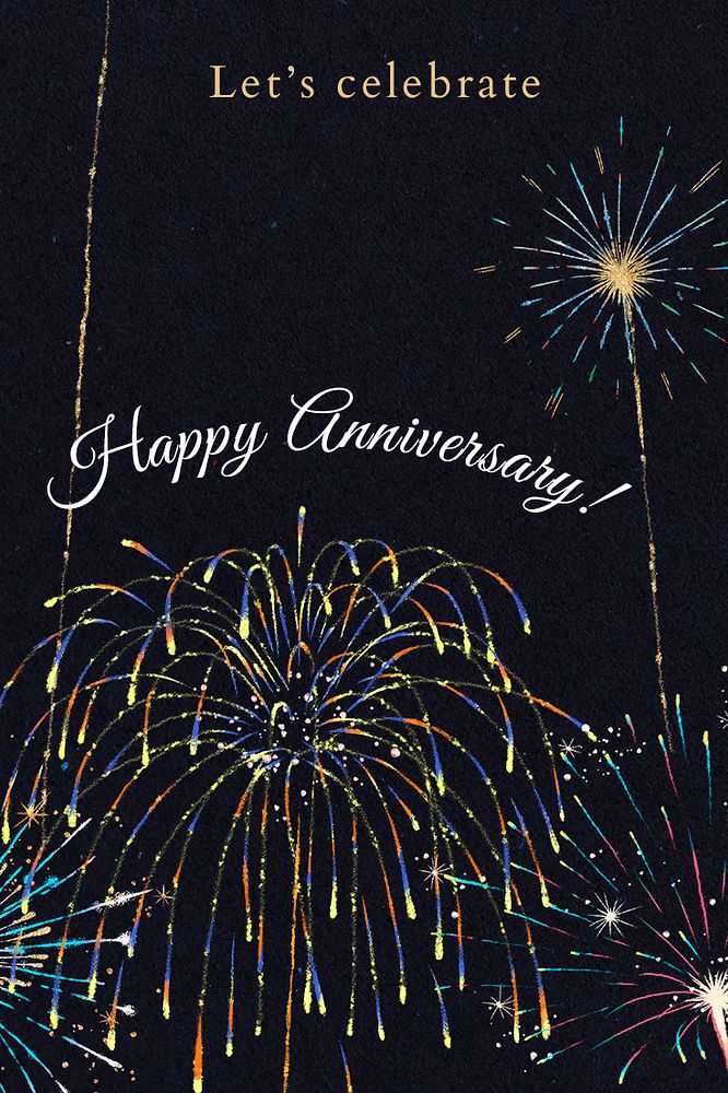 Shiny fireworks template psd with editable text, happy anniversary