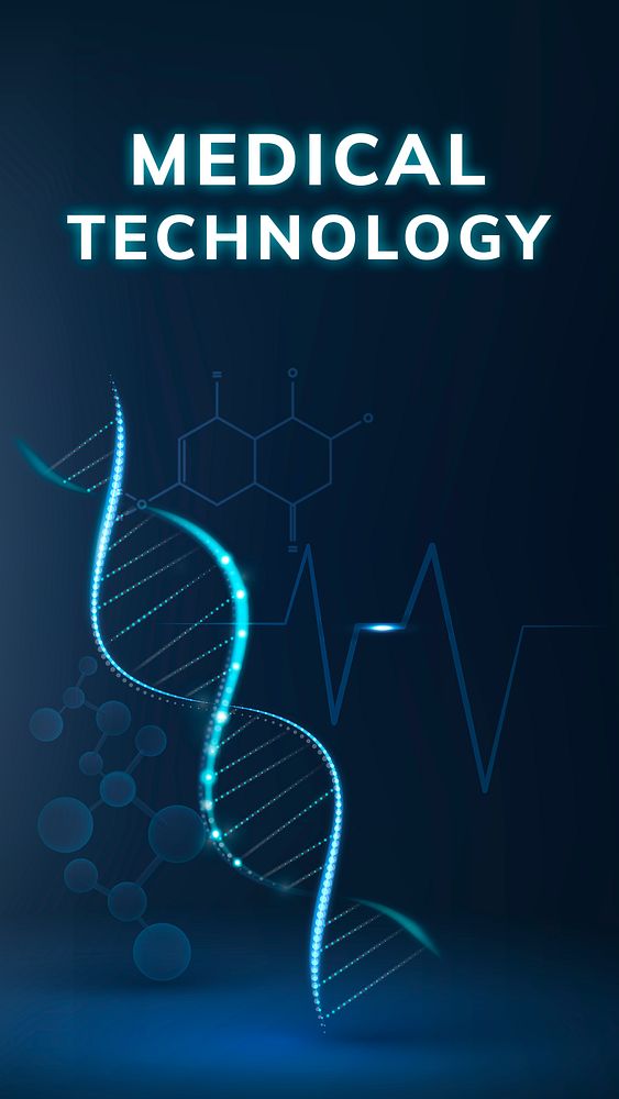 Medical technology science template psd with DNA helix social media story