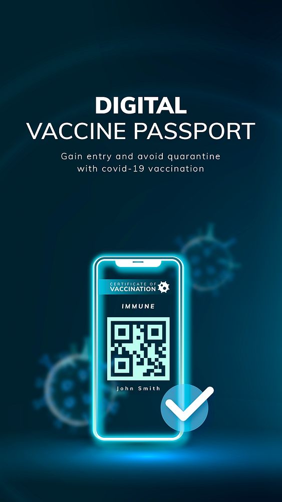 Digital vaccine passport template psd covid-19 smart technology social media story