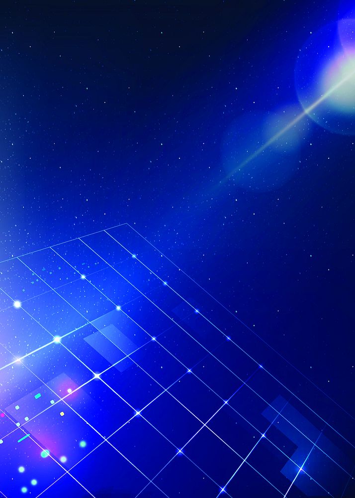 Technology background vector with grid pattern and flare