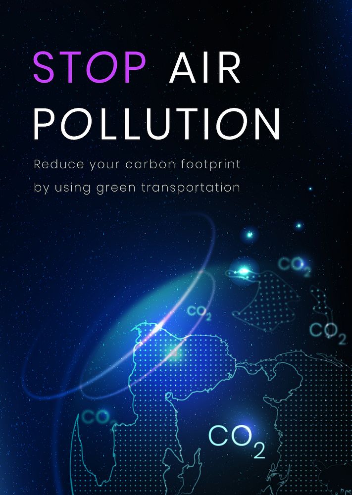 Stop air pollution template vector environment technology poster