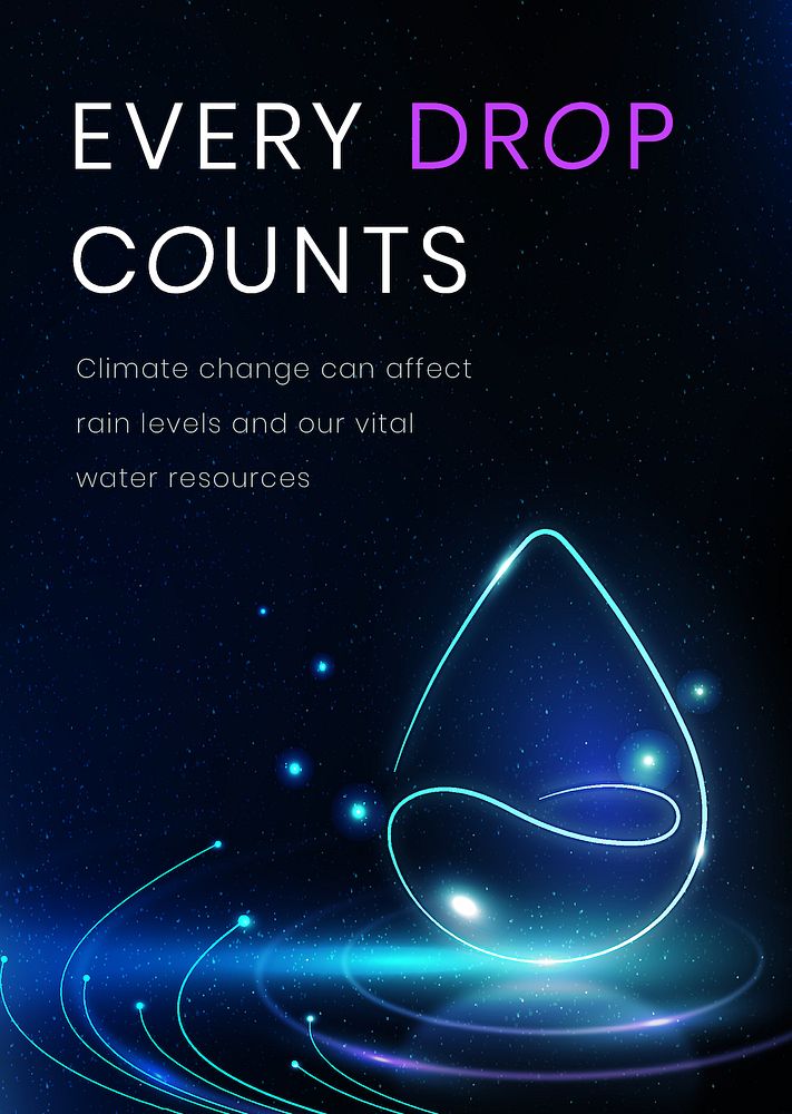 Every drop counts template vector environment poster