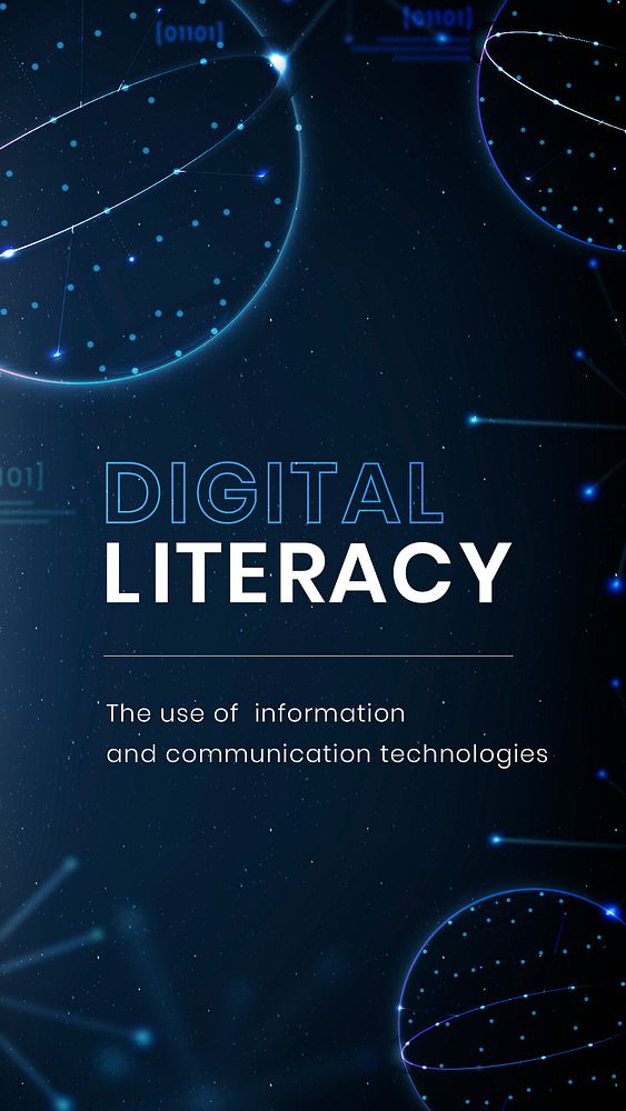 Digital literacy education template psd technology social media story