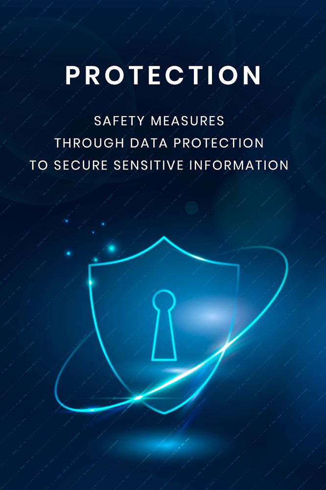 Data security technology template psd with protection digital shield