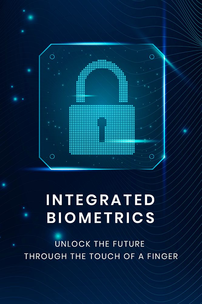 Data security technology template psd with integrated biometrics lock