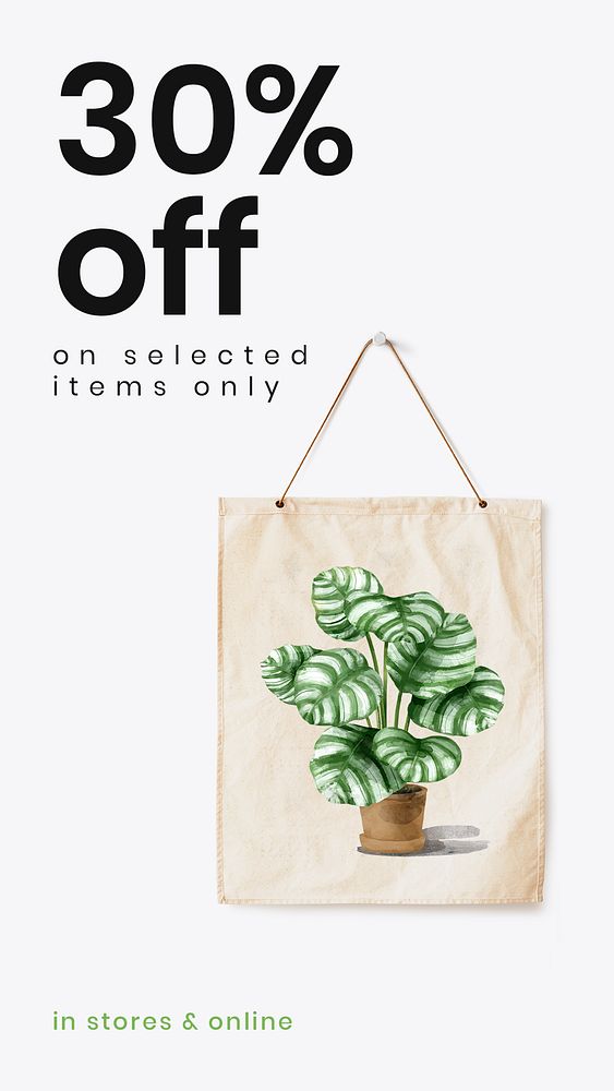 Online houseplant shop template psd with 30% off promotion