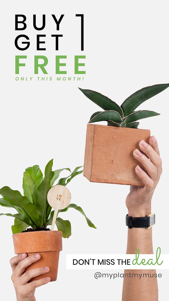 Online houseplant shop template psd with buy 1 get 1 free