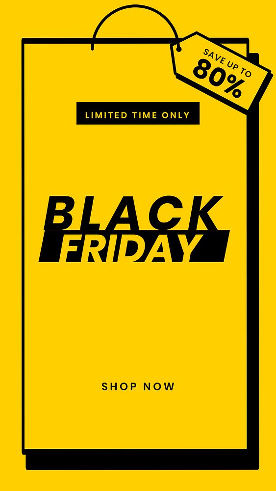 Yellow psd Black Friday 80% off promotion design banner template