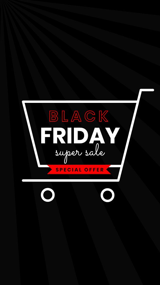 Psd Black Friday shopping cart sale announcement banner template