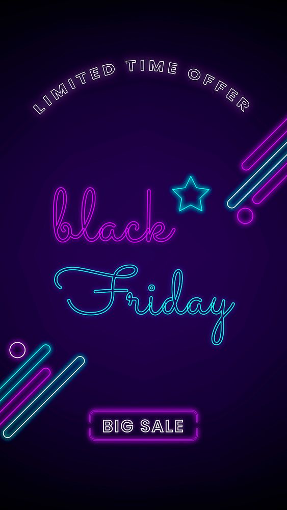 Black Friday psd neon big sale ad social banner template
