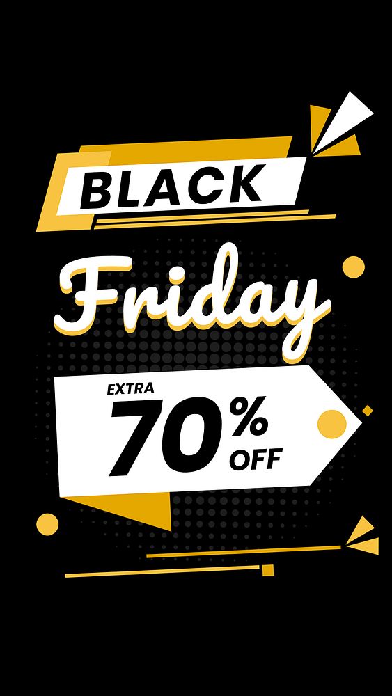 Black Friday psd 70% off yellow doodle font banner template