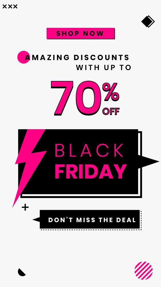 Black Friday psd 70% off pink sale promotion banner template