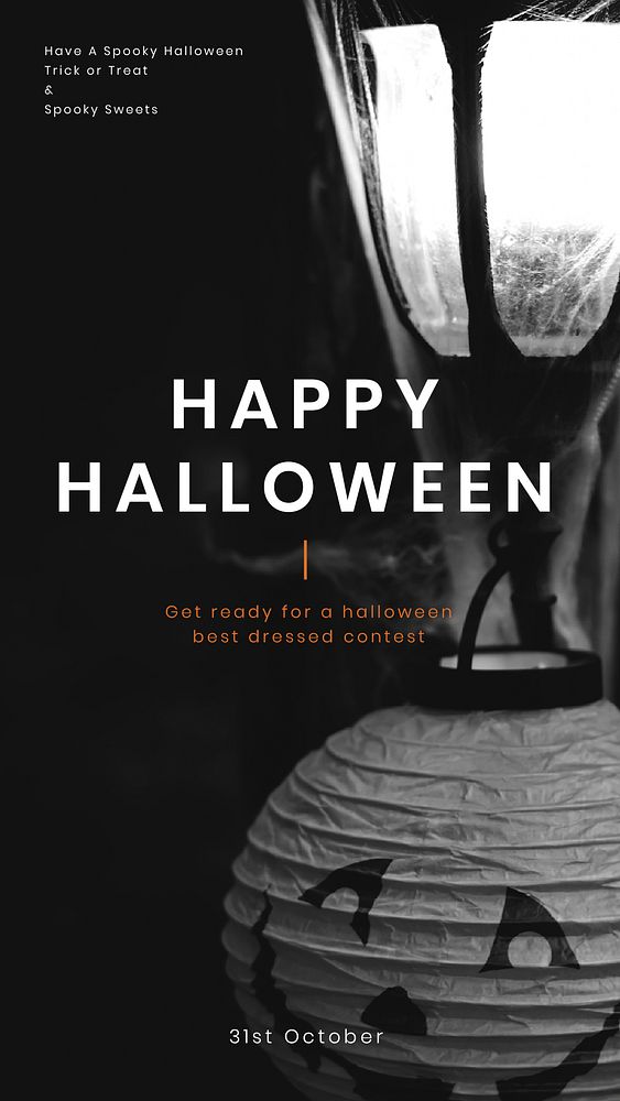 Halloween greeting psd template for social media story