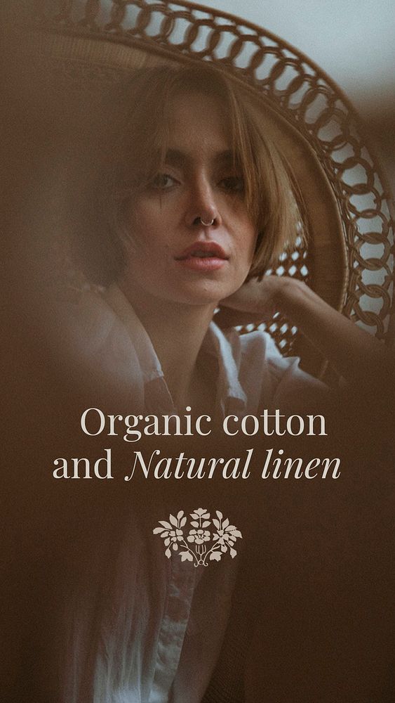 Feminine social media template psd organic cotton and natural linen