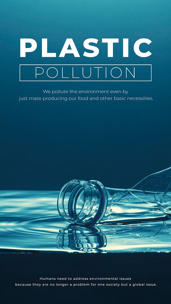 Plastic pollution editable template psd environment flyer