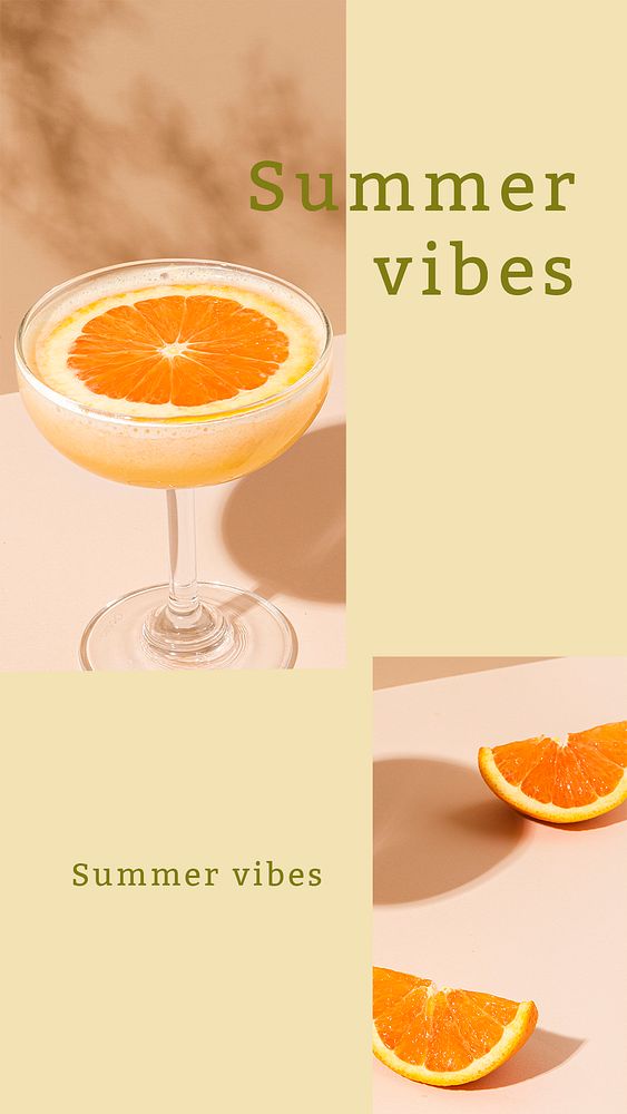 Summer template psd with cocktail background