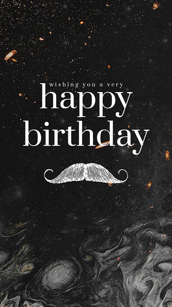 Gentleman birthday greeting template psd with mustache illustration