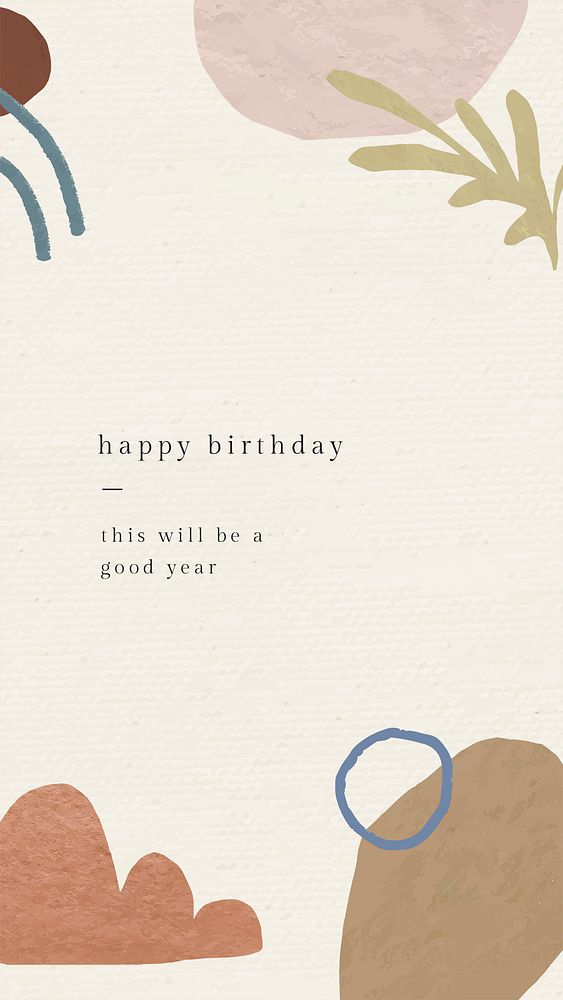 Online birthday greeting template psd with botanical memphis pattern