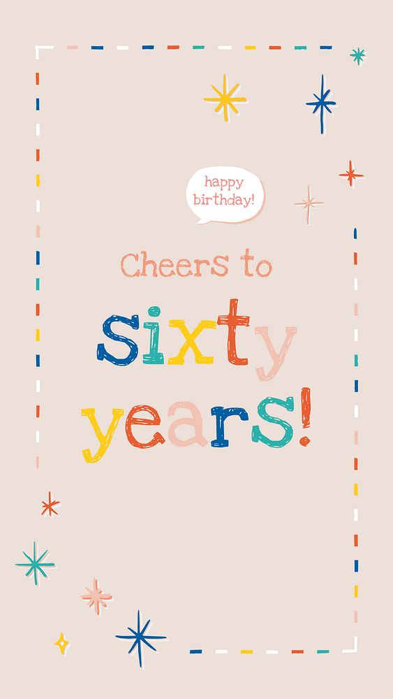 Elderly's birthday greeting template psd with cheers to sixty years text