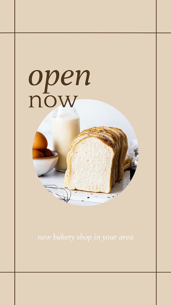 Open now psd story template for bakery and cafe marketing