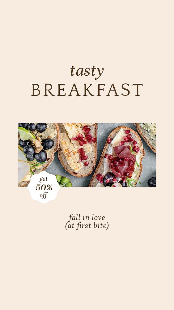 Pastry breakfast psd story template for bakery and cafe marketing
