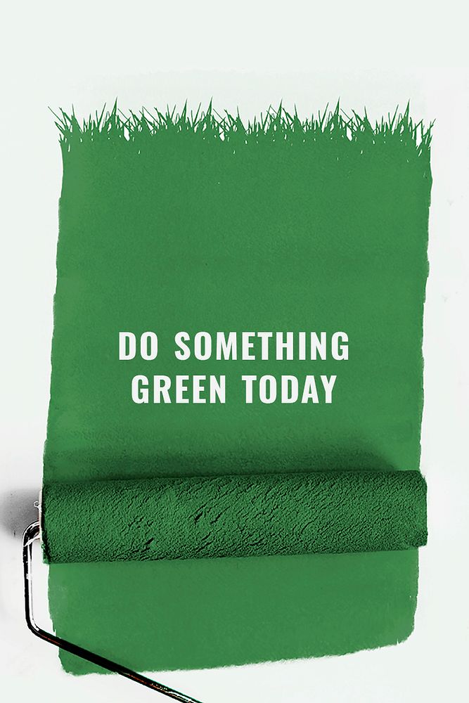 Green environment template psd with paint roller background
