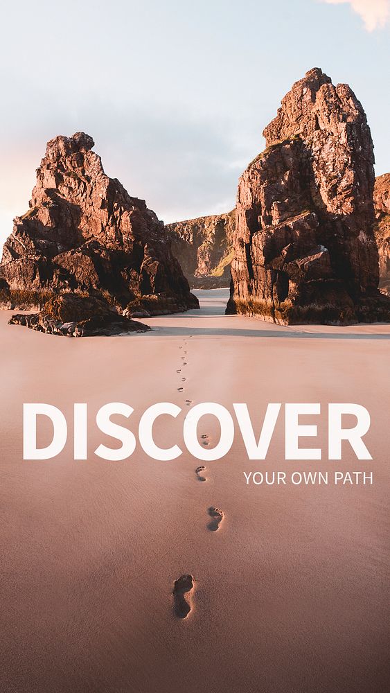Discover story template psd for beach social media story with editable text